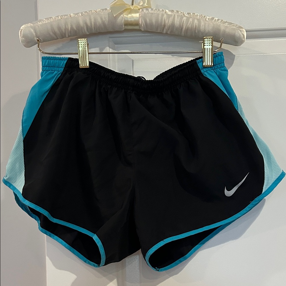 Nike Women's Black and Teal Athletic Shorts